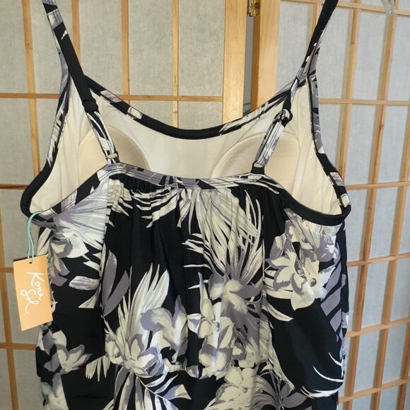NEW! KONA SOL SWIMWEAR SLIMMING BANDED SWIM TOP FLORAL-WOMENS PLUS SIZE 18W - Picture 4 of 4